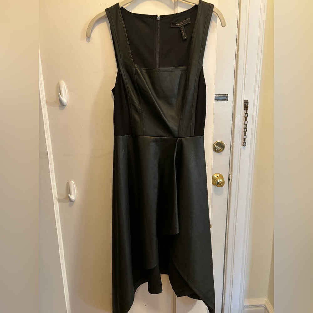 BCBG stretch leather A line dress